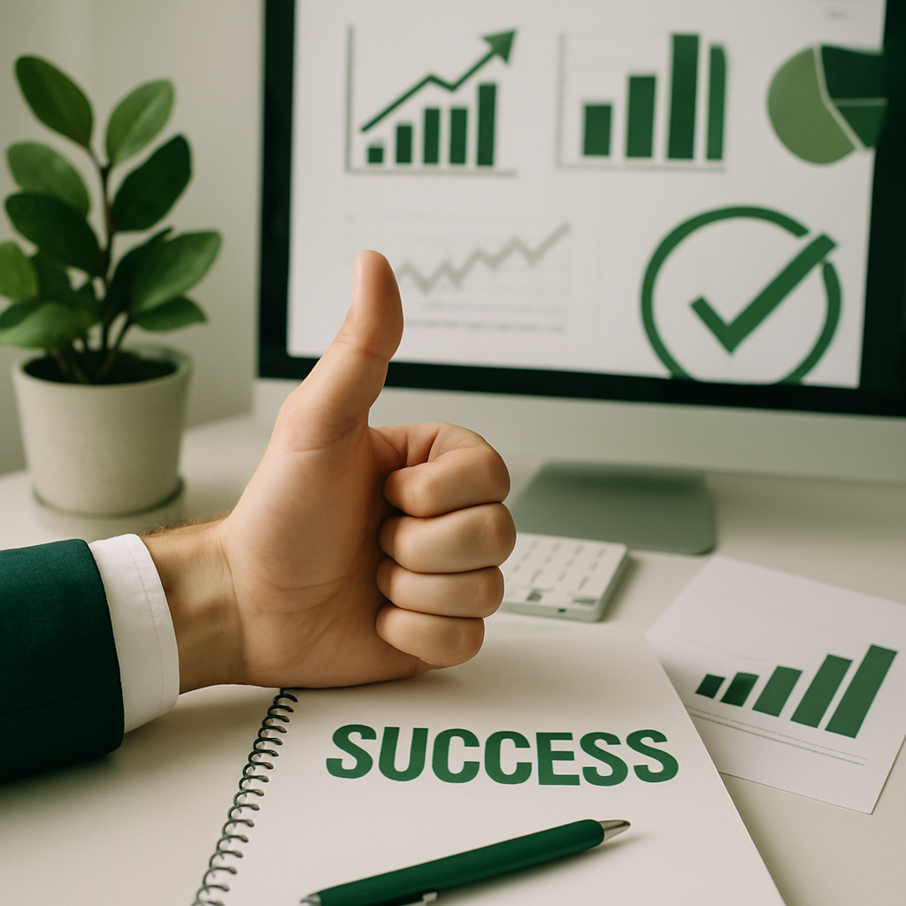 photographic creame una imagen con detalles verdes que refleje exito eficiencia claridad no muestres caras